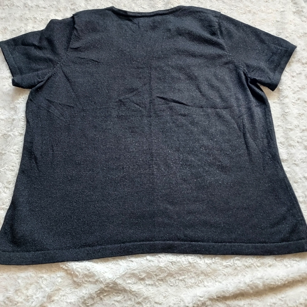 Jaclyn Smith Black Rayon Blend Beaded Neckline Top XL Old Money - Picture 4 of 6